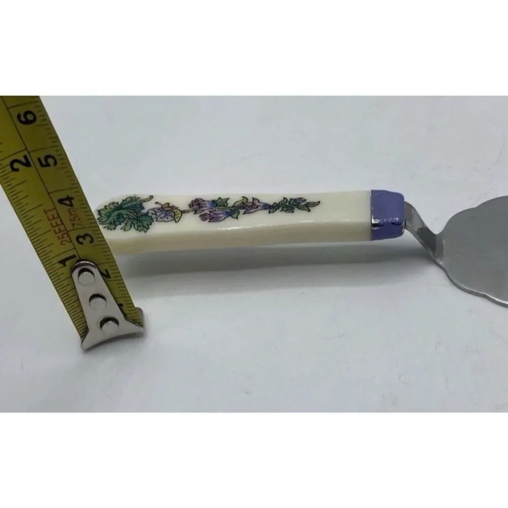 Vintage Pie Cake Knife Etched Design Blade Floral Print Handle Cottagecore 6.5 
